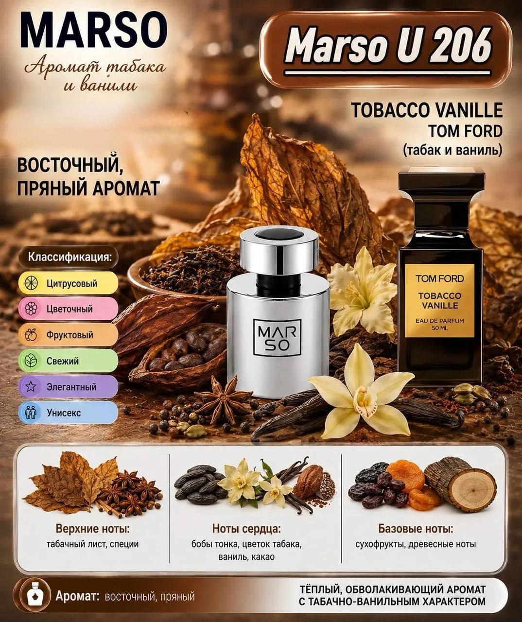 MARSO U 206 АРОМАТ Tom Ford Tobacco Vanille