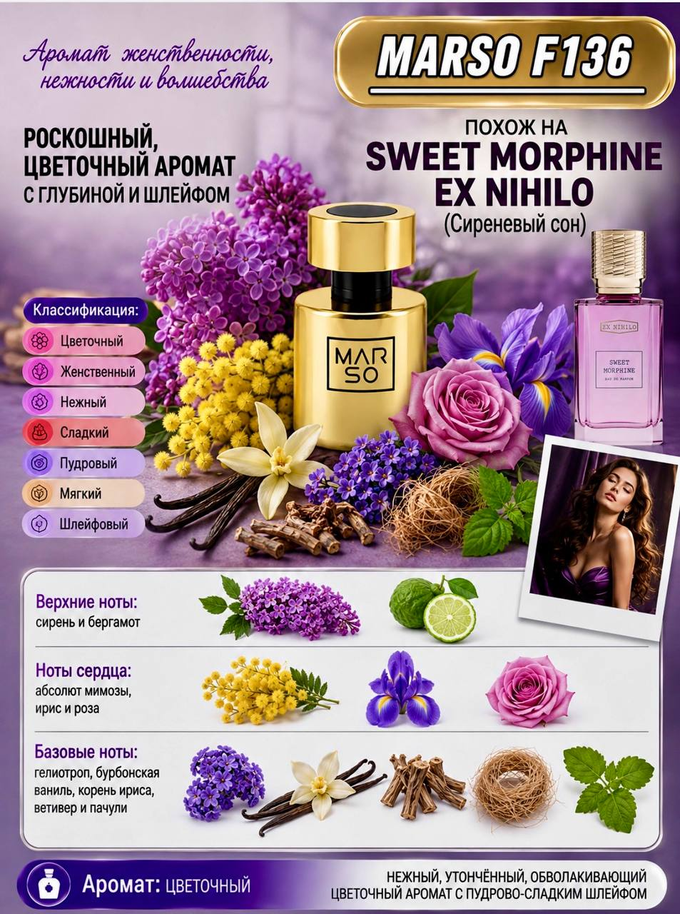 MARSO F 136 создан по мотивам аромата Ex Nihilo Sweet Morphine